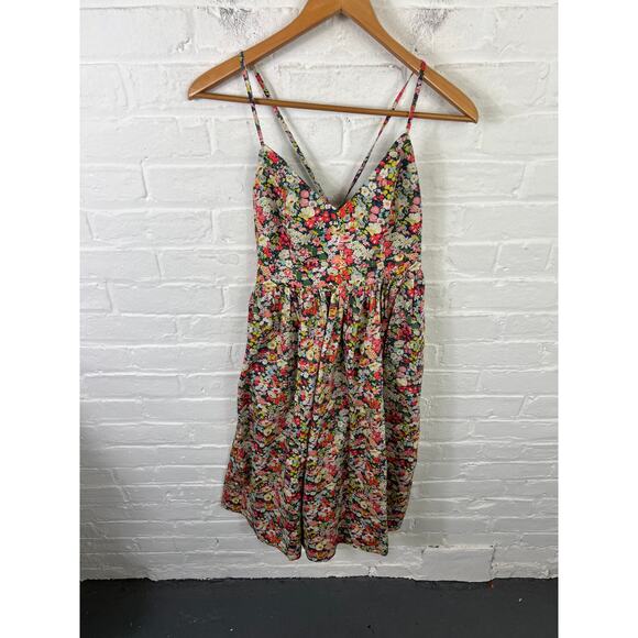 J. Crew Women's Liberty Lace Up Back Thorpe Floral A-Line Sundress Multi Size 4 - Picture 4 of 8